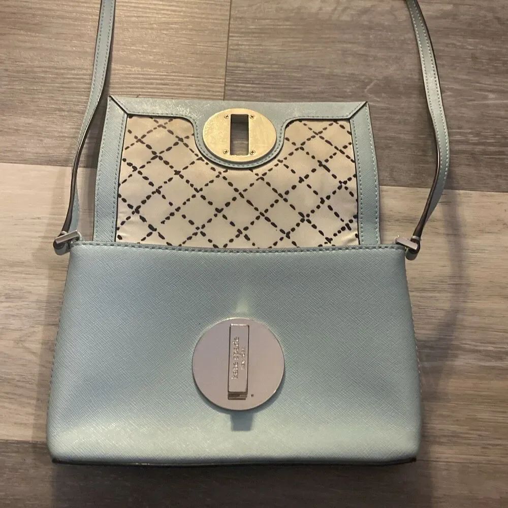 Kate Spade Newbury Lane Sally Small Crossbody Bag Light Gray Turnlock Purse - Picture 15 of 16